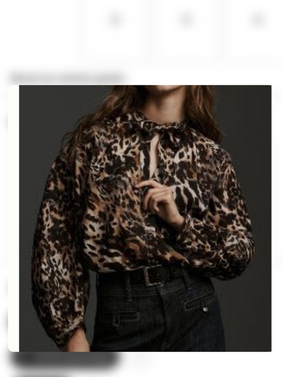 Anthropologie Tops - NWT Anthropologie Leopard-Print Tie-Neck Blouse in Brown and Black